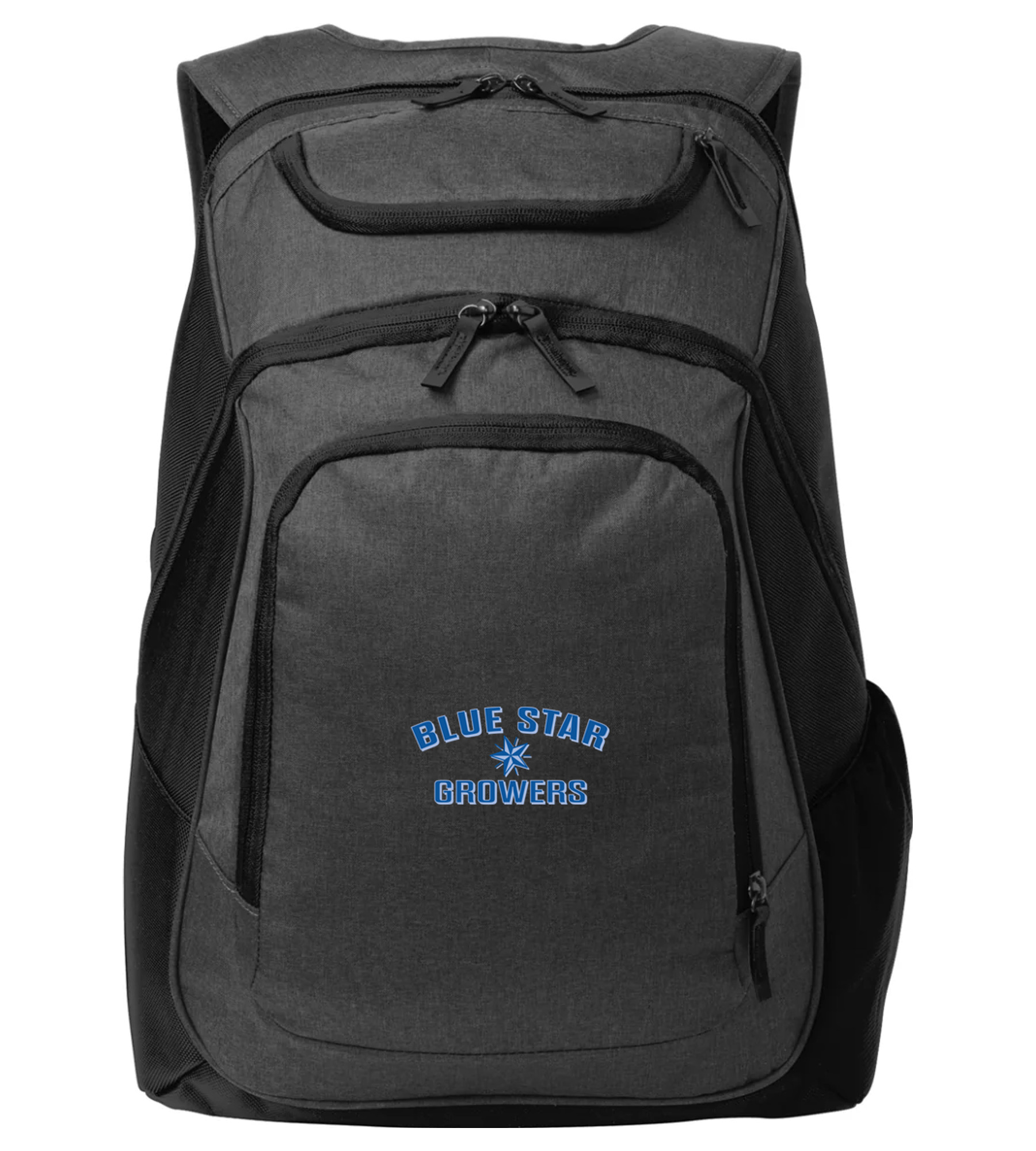 Port Authority Exec Backpack Graphite Heather/ Black with Blue Star Growers